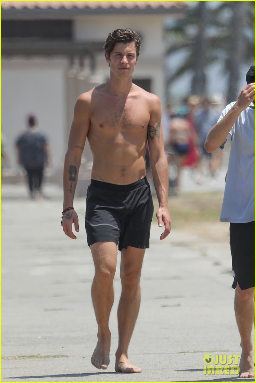 Full Sized Photo Of Shawn Mendes Goes Shirtless For Walk With Friends Shawn Mendes Is All