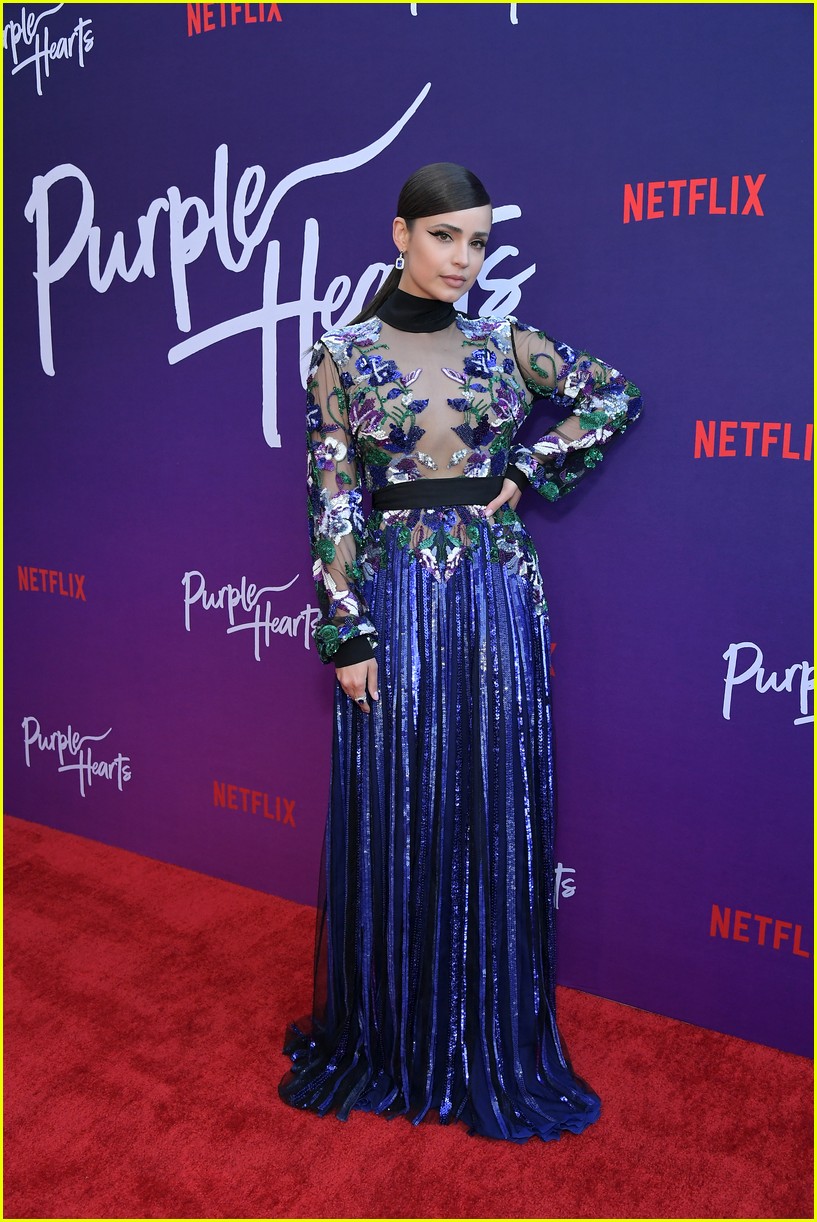 Full Sized Photo Of Chosen Jacobs Shows Off Sofia Carson At Purple Hearts Screening 14 Chosen 