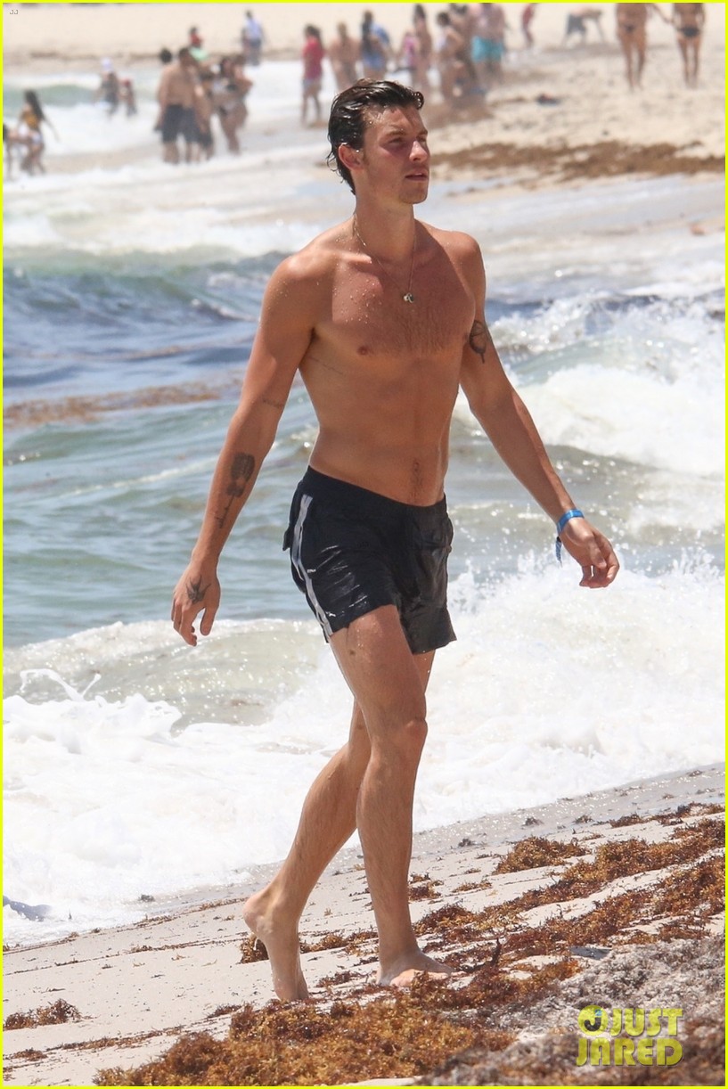 Shawn Mendes Spotted at the Beach in Miami See the New Shirtless