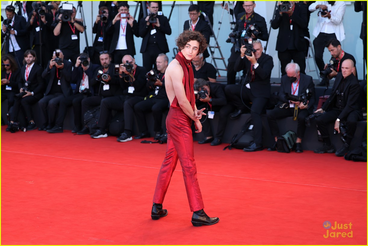 timothee chalamet shows off his back at bones and all venice film festival premiere 24
