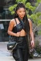 halle bailey leather outfit morning coffee run 04