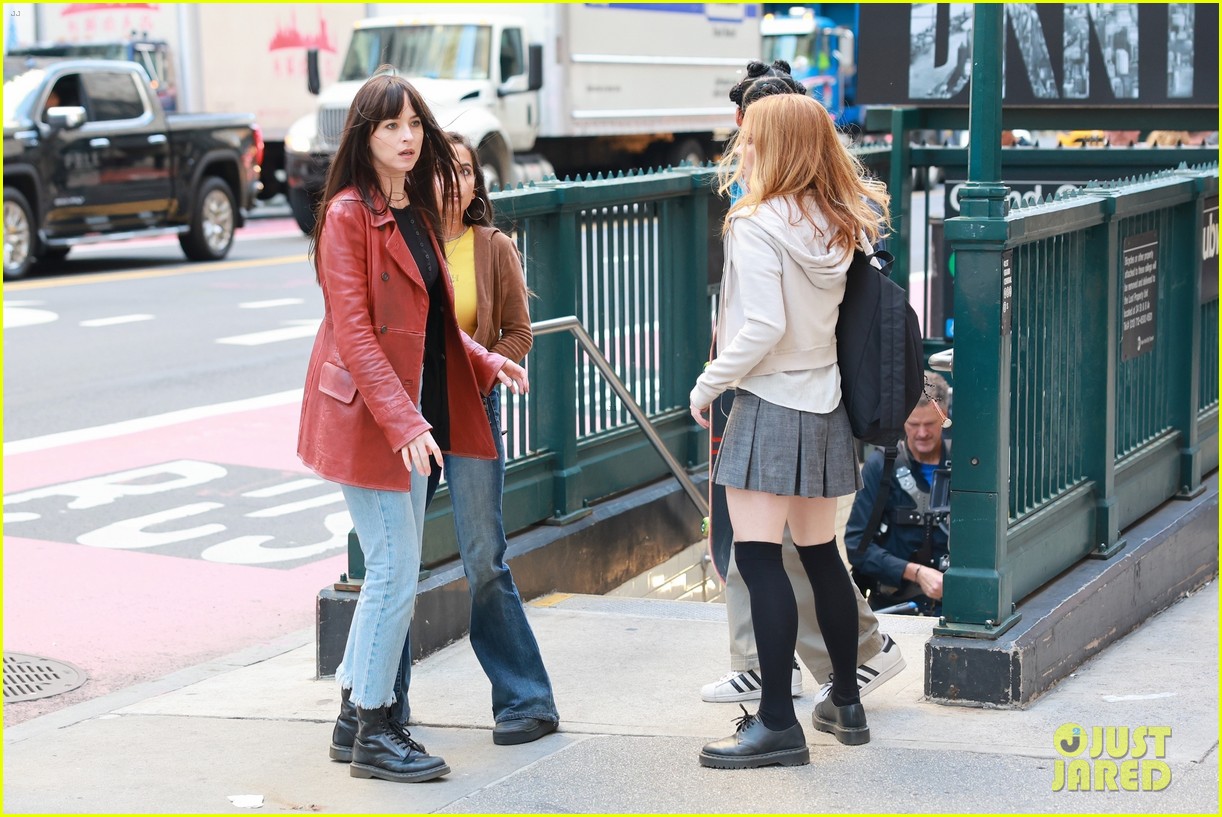 Full Sized Photo of dakota johnson madame web set photos with sydney