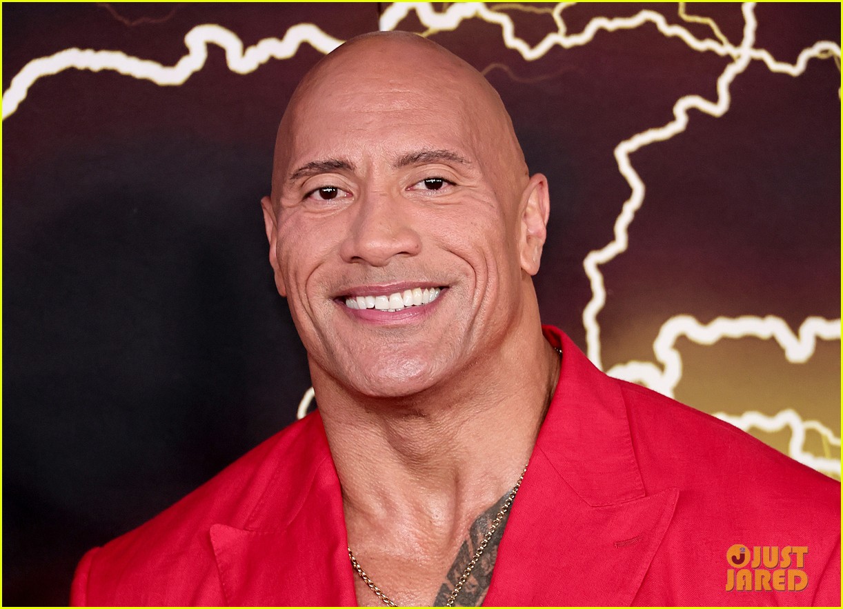 Full Sized Photo Of Dwayne Johnson Bright Red Suit To Nyc Black Adam Premiere 11 Noah Centineo 9139