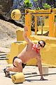 charlie gillespie owen patrick joyner get in shirtless workout at the beach 01