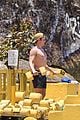 charlie gillespie owen patrick joyner get in shirtless workout at the beach 02