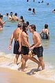 charlie gillespie owen patrick joyner get in shirtless workout at the beach 05