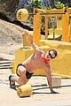 charlie gillespie owen patrick joyner get in shirtless workout at the beach 83