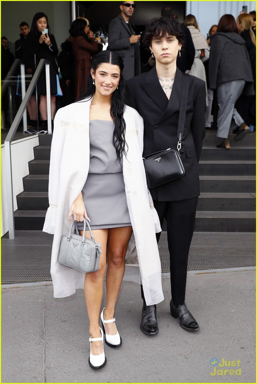 Full Sized Photo of charli damelio landon barker couple up at prada