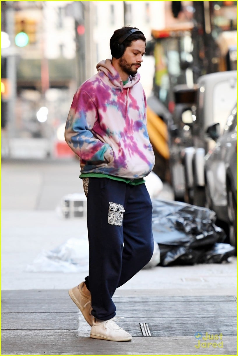 Dylan O'Brien Wears Tie Dye Hoodie with the Number 22 Bedazzled On the ...