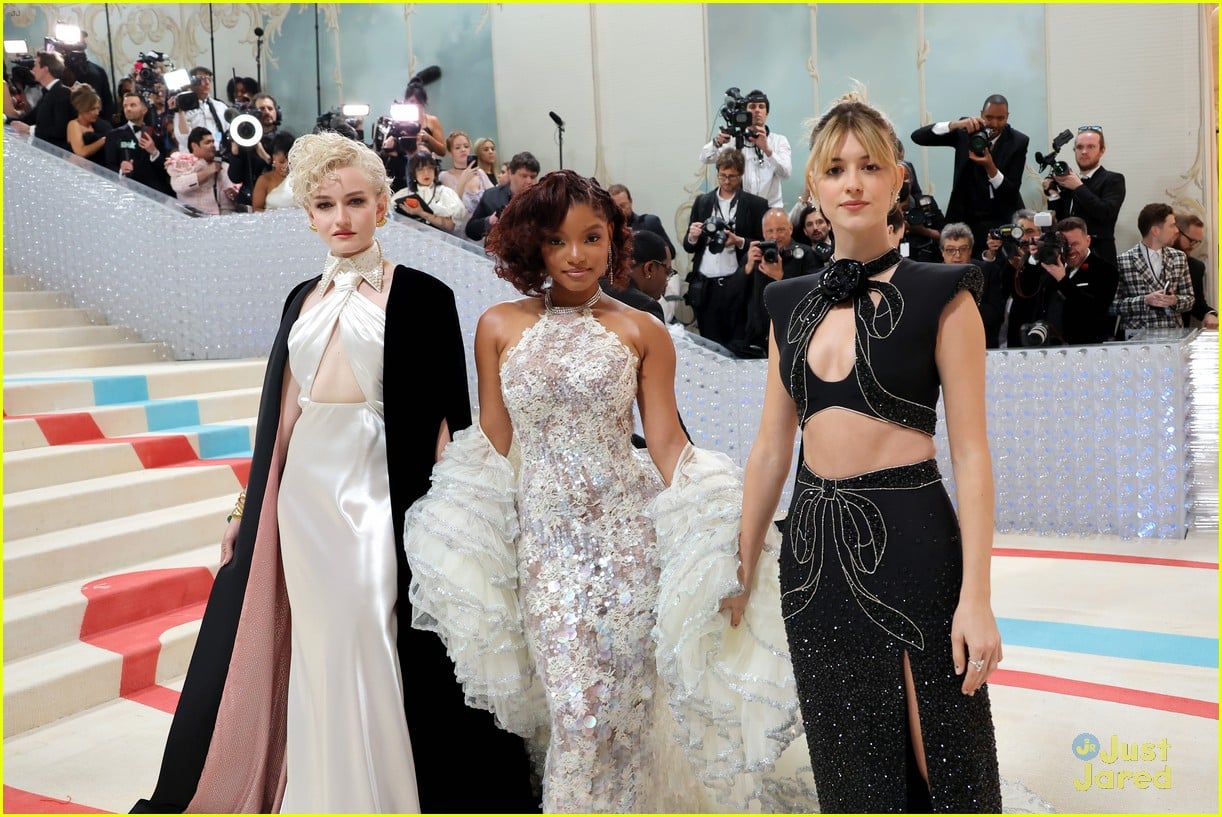 Full Sized Photo of halle bailey is vision in white at met gala ahead