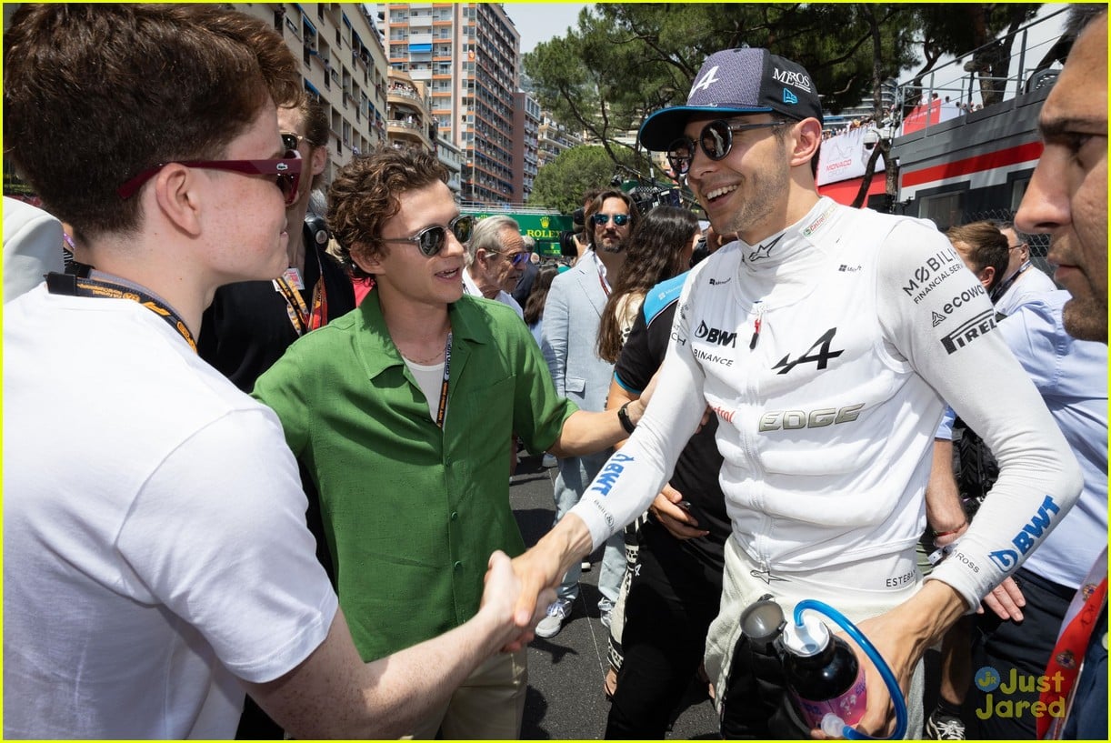 Tom Holland Waves Checkered Flag at F1 Grand Prix of Monaco Photo