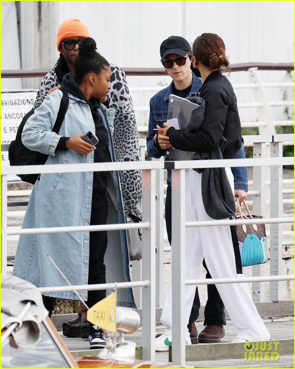 Zendaya & Tom Holland Catch Flight Out of Venice with Stylist Law Roach