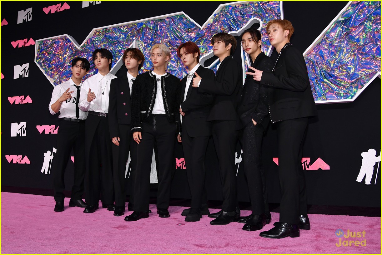 Stray Kids Wear All Black & White While Arriving for MTV VMAs 2023