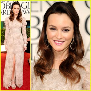 Leighton Meester: Burberry Prorsum Pretty at the Golden Globes