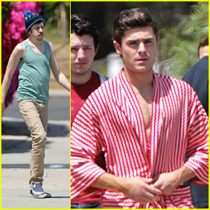 Zac Efron: Candy-Striped Robe for 'Townies'