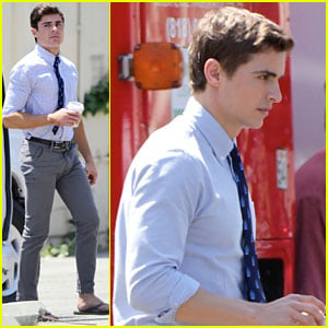 Zac Efron: Suit & Tie on ‘Townies’ Set | Dave Franco, Zac Efron | Just ...