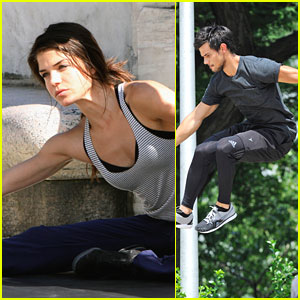 Marie Avgeropoulos: Jump Stunts with Taylor Lautner on 'Tracers'