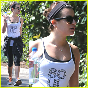 Lea Michele Hits Trails Before KCAs 2014 Presenting Duties