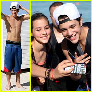 Austin Mahone Takes Beachside Selfies with Fans!