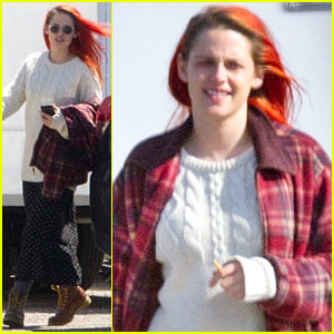 Kristen Stewart Sports Bright Red Hair on 'American Ultra' Set | Kristen  Stewart | Just Jared Jr.