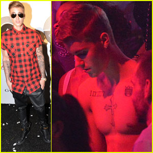 Justin Bieber Takes Off His Shirt While Partying with Girls in Cannes!