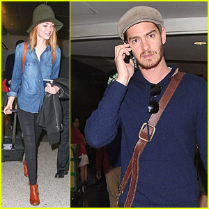 Emma Stone and Andrew Garfield arriving at the Costume Institute