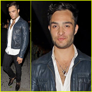 Ed Westwick Shows Off Some Bare Chest in His Unbuttoned Shirt