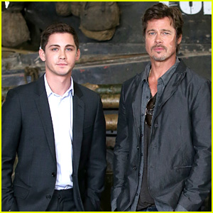 Logan Lerman Promotes ‘Fury’ with Newly Married Brad Pitt | Logan ...