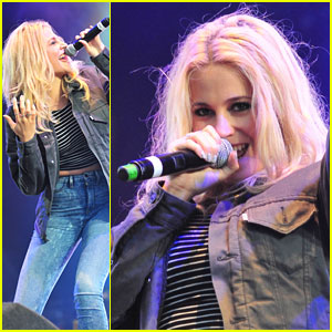Pixie Lott Doesn't Let a Little Bit of Wind Stop Her From Performing!