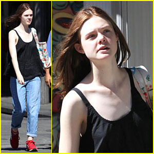 Elle Fanning Continues to Show Off Her New Brown Hair