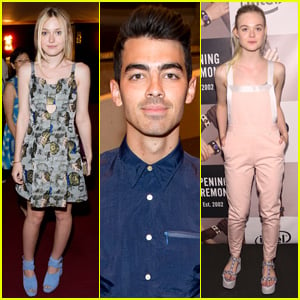 Joe Jonas & Fanning Sisters Check Out 'Opening Ceremony' at NYFW