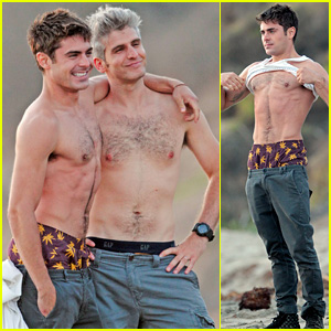 Zac Efron & Director Max Joseph Hang Out Shirtless on the Beach for 'We Are Your Friends'