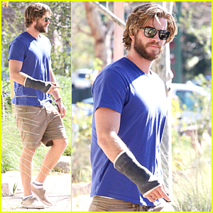 Liam Hemsworth Continues to Sport Cast Right Before Valentine's Day