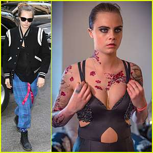 Cara Delevingne Attends Met Gala Wearing Bang Bang Floral Tattoo Art