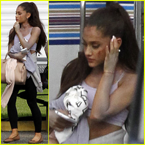 Ariana Grande Emerges With a Bloody Face on 'Scream Queens' Set