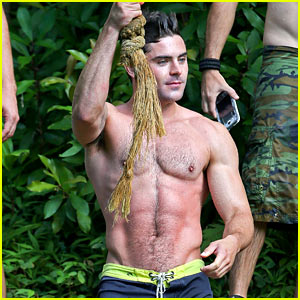 Zac Efrons Shirtless Rope Swing Photos Are Too Hot To Handle Shirtless Zac Efron Just