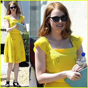 Emma Stone Wears a Lovely Yellow Dress for 'La La Land', Emma Stone