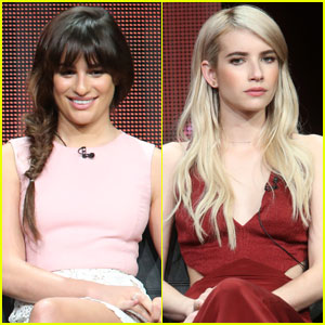 Lea Michele Hits TCA for Scream Queens With Co Star Emma Roberts