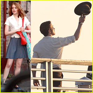 Emma Stone & Ryan Gosling Welcome John Legend On 'La La Land' Set
