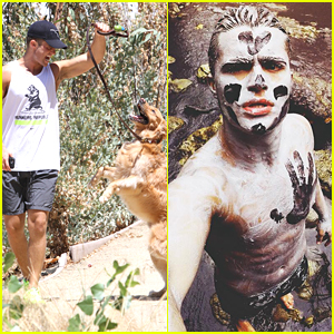 Spencer Boldman Paints Himself With White Paint During Recent St. Lucia Trip