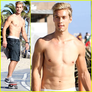 Austin North Skateboards Shirtless Before Slipping On A Piece Of Pizza