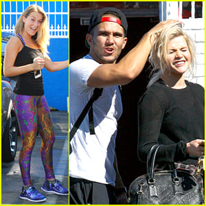 Carlos PenaVega Catches Up With Witney Carson Before DWTS Practice with Lindsay Arnold