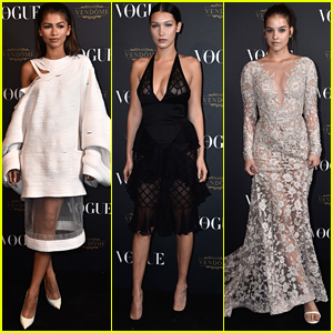 Zendaya Gets In A Supermodel Sandwich At Vogue's Anniversary Party In Paris