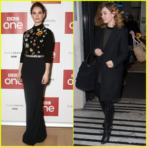 Lily James Steps Out for 'War & Peace' in London