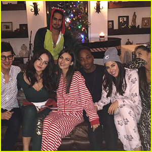 Cast of Nick's Victorious Including Ariana Grande and Victoria Justice  Reunited with Onesie Pajama Party