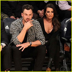 Lea Michele & Matthew Paetz Get Affectionate at Lakers Game