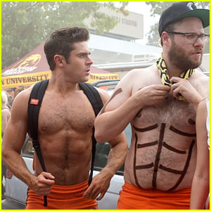 Zac Efron Goes Shirtless in Skimpy Shorts for 'Neighbors 2' Pics!