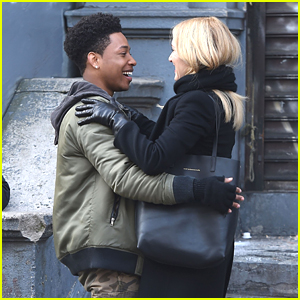 Jacob Latimore Hugs Kate Winslet On 'Collateral Beauty' Set