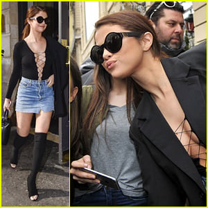 Selena Gomez Strolls Paris Streets in Plunging Neckline