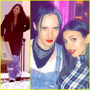 Victoria Justice Rocks Red Lips With Reeve Carney in Toronto